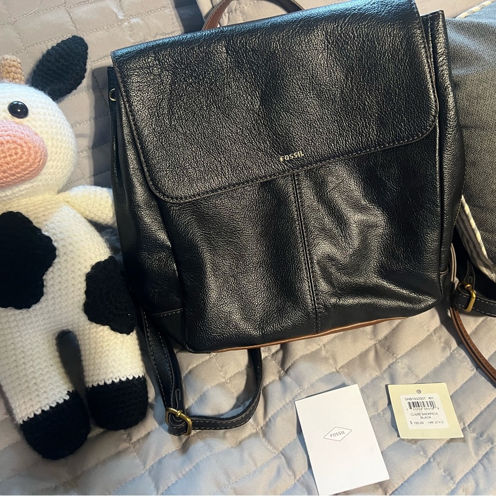 Fossil Claire leather black backpack.